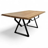 Masa lemn oval de tei, cu picioare metal, 200x100x78 cm, set Kiara