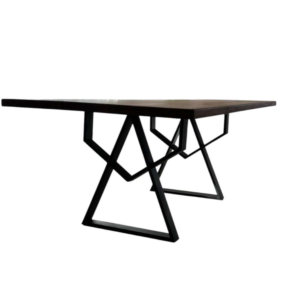 Set masa cu scaune bucatarie, dining,living, sufragerie, blat din lemn masiv cu picioare metalice moderne, scaune husa catifea verde, 6 persoane, set Maria