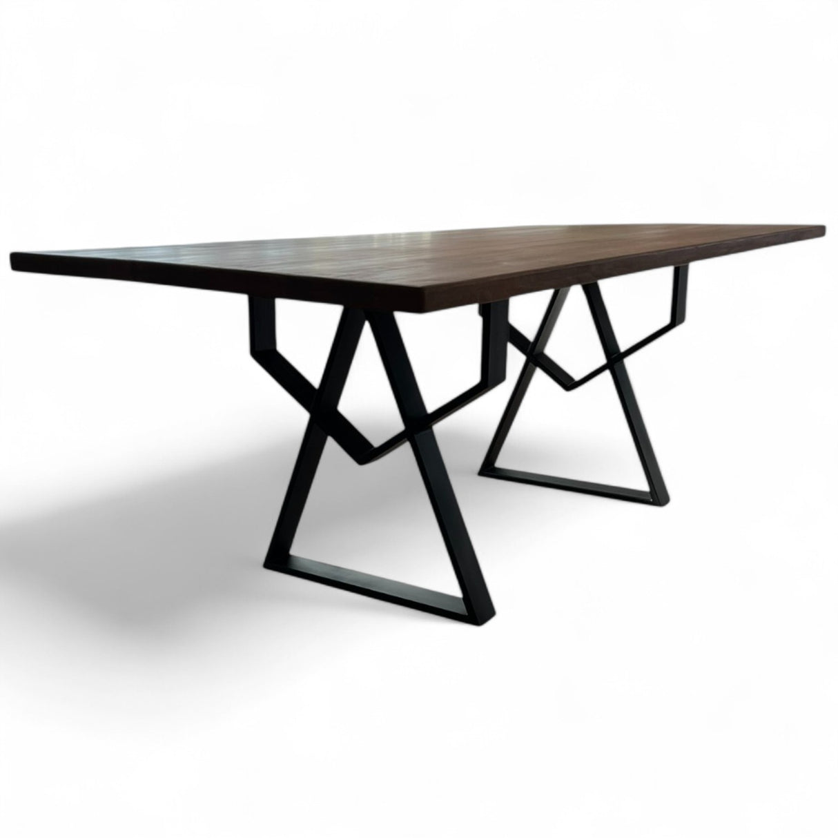 Masa lemn de tei, cu picioare metal, 200x95x78 cm, set AMELIE
