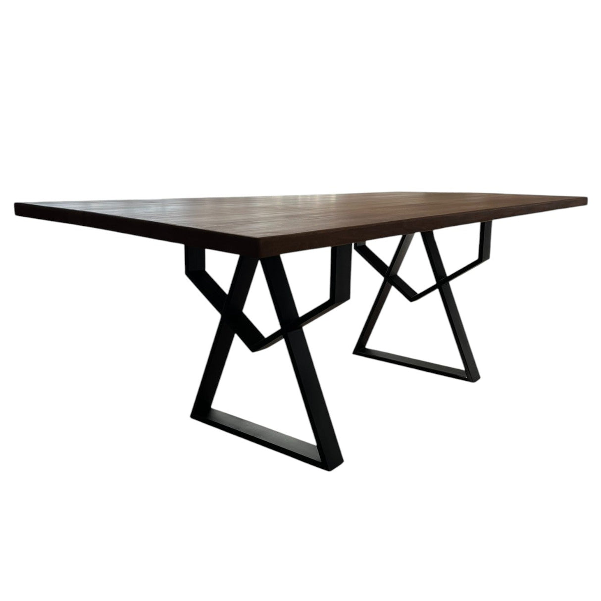 Masa lemn de tei, cu picioare metal, 200x95x78 cm, set AMELIE