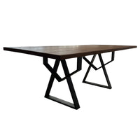 Masa lemn de tei, cu picioare metal, 200x95x78 cm, set AMELIE