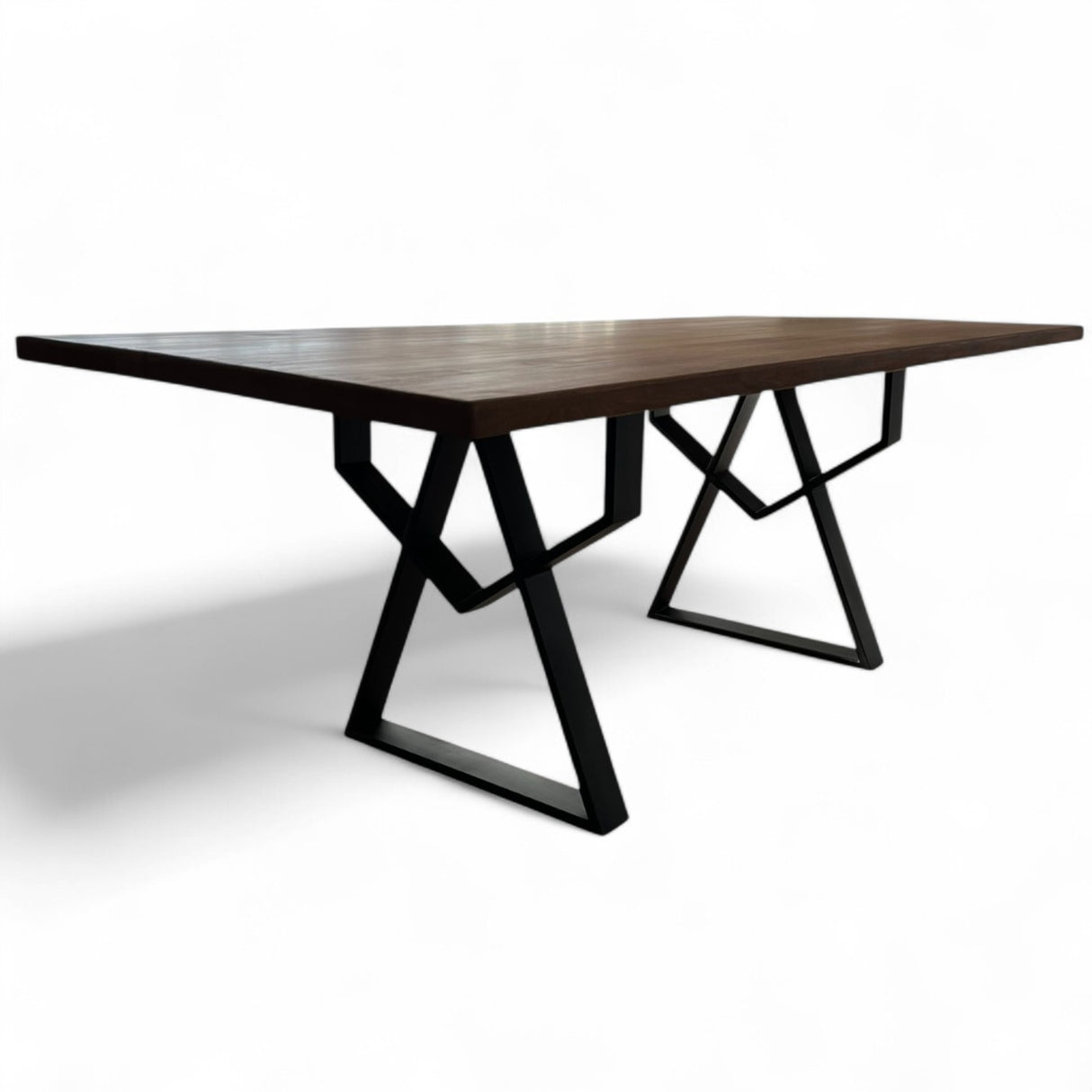 Masa lemn de tei, cu picioare metal, 200x95x78 cm, set AMELIE