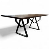 Masa lemn de tei, cu picioare metal, 200x95x78 cm, set AMELIE