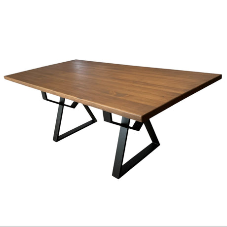 Masa lemn de tei, cu picioare metal, 200x95x78 cm, set AMELIE