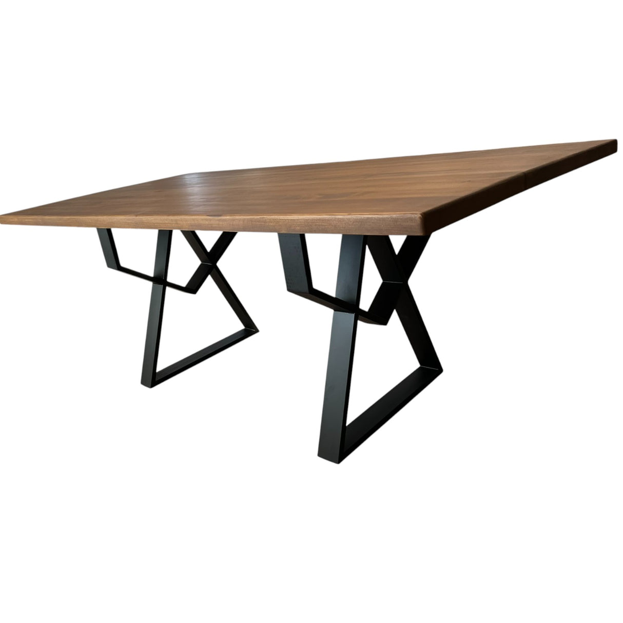 Masa lemn de tei, cu picioare metal, 200x95x78 cm, set AMELIE