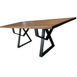 Masa lemn de tei, cu picioare metal, 200x95x78 cm, set AMELIE