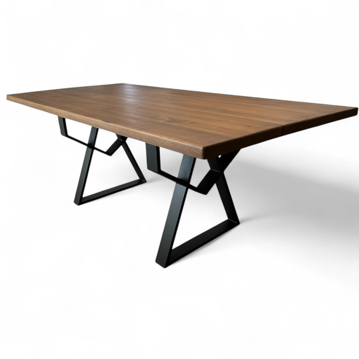 Masa lemn de tei, cu picioare metal, 200x95x78 cm, set AMELIE
