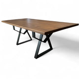 Masa lemn de tei, cu picioare metal, 200x95x78 cm, set AMELIE