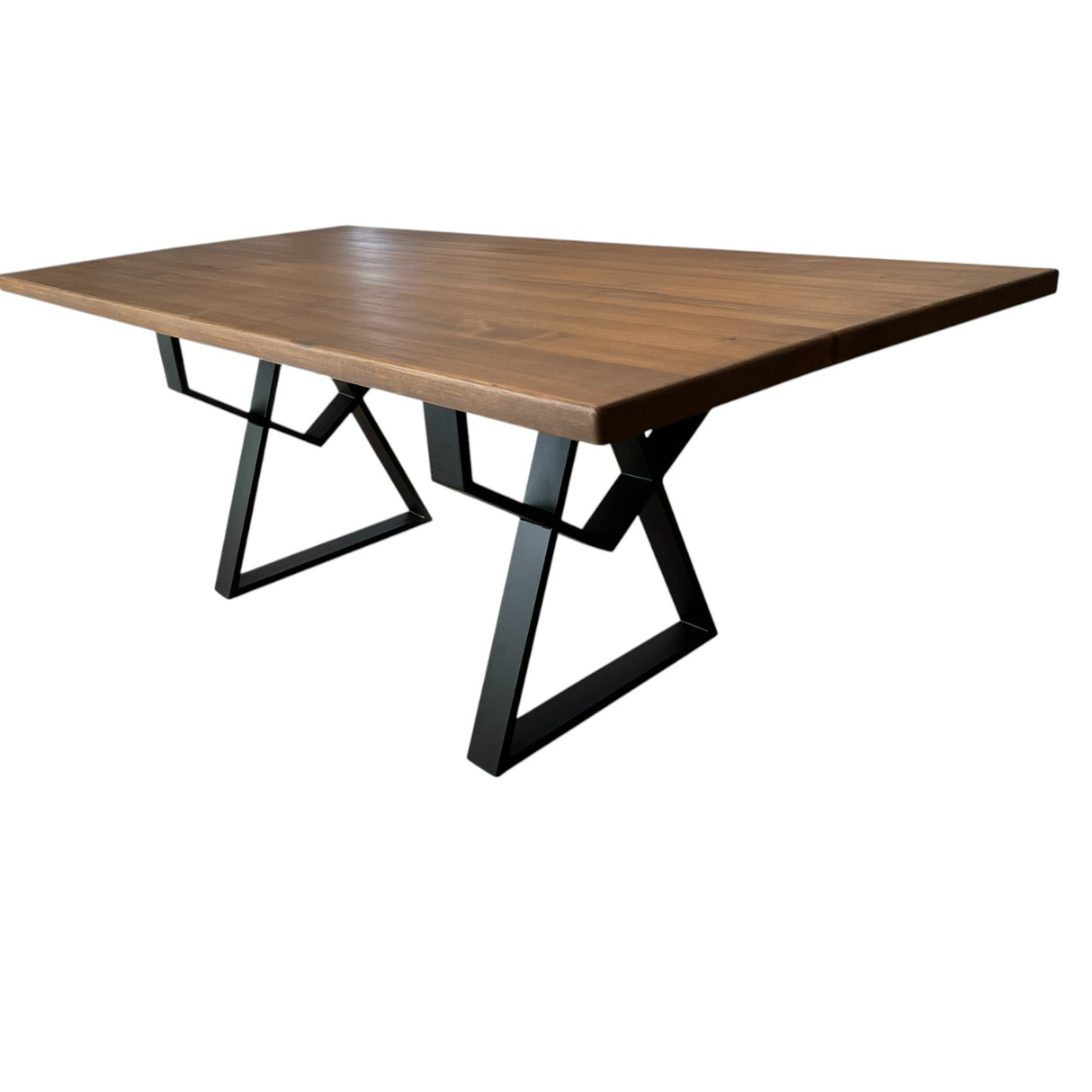 Set masa cu scaune bucatarie, dining,living, sufragerie, blat din lemn masiv cu picioare metalice, scaune husa gri, 6 persoane, SABRINA