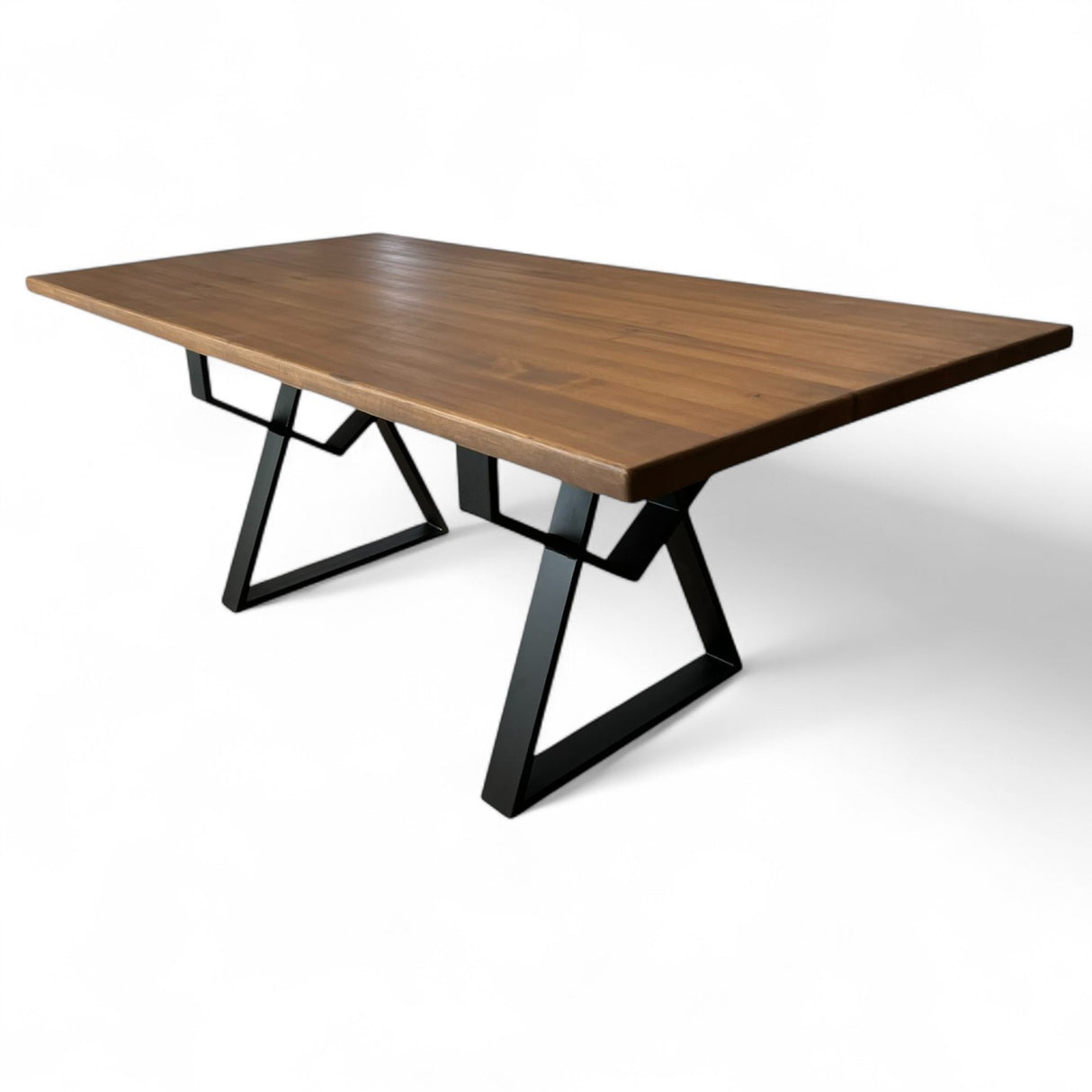 Masa lemn de tei, cu picioare metal, 200x95x78 cm, set AMELIE