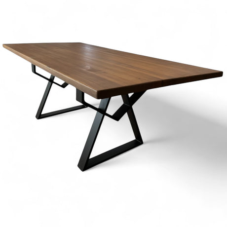Masa lemn de tei, cu picioare metal, 200x95x78 cm, set AMELIE