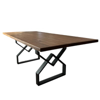 Masa lemn de tei, cu picioare metal, 200x95x78 cm, set Naya
