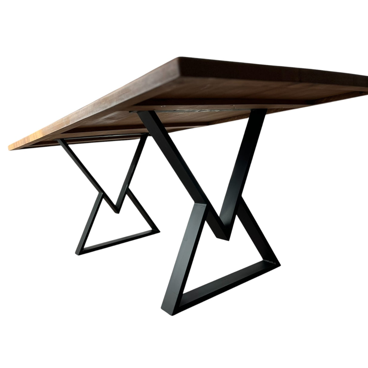 Masa lemn de tei, cu picioare metal, 200x95x78 cm, set Rhea