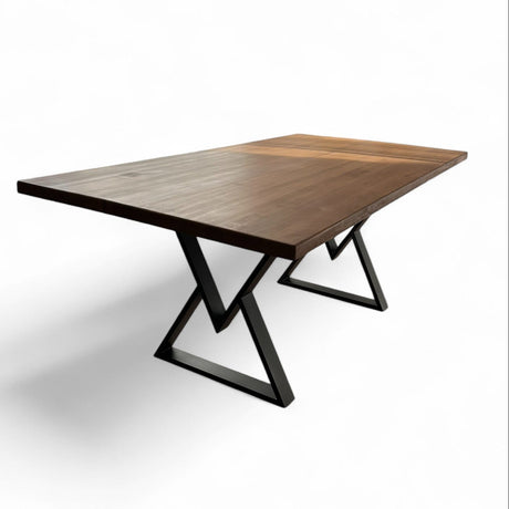 Masa lemn de tei, cu picioare metal, 200x95x78 cm, set Rhea