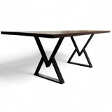 Masa lemn de tei, cu picioare metal, 200x95x78 cm, set Rhea