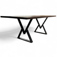 Masa lemn de tei, cu picioare metal, 200x95x78 cm, set Rhea
