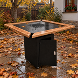 Fire Pit | Gratar Lemne | Plita 10/8 mm | 95x95 cm | Blat lemn