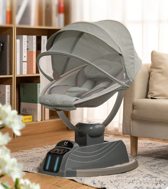 Leagan electric bebe, balansoar bebelusi, cu melodii, aplicatie monitorizare telefon,