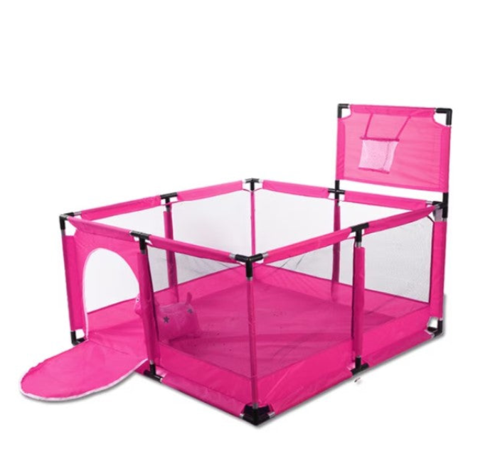 Tarc pentru copii, set de joaca, cu cos de baschet , pereti pentru siguranta, pentru interior/exterior, rosu, 126x126x66, buz roz