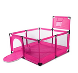 Tarc pentru copii, set de joaca, cu cos de baschet , pereti pentru siguranta, pentru interior/exterior, rosu, 126x126x66, buz roz