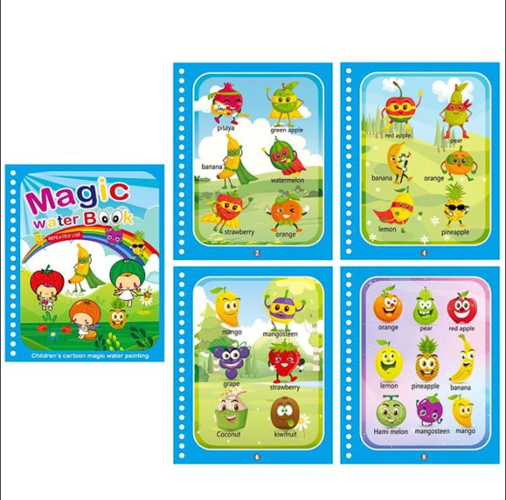 Carte de colorat cu apa Magic Book, reutilizabil, diverse modele, tip Montessori, buz