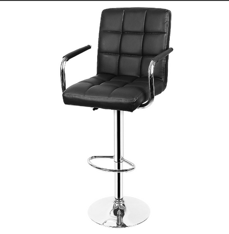 Scaun hidraulic reglabil salon/bar, picior static, alb/negru– design modern