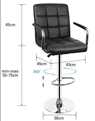 Scaun hidraulic reglabil salon/bar, picior static, alb/negru– design modern