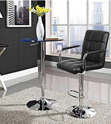 Scaun hidraulic reglabil salon/bar, picior static, alb/negru– design modern