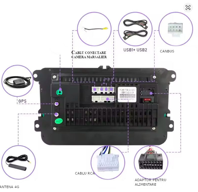 Mp5 player auto, navigatie, radio multimedia VW cu Mirroring Android/iOS, hărți offline, control pe volan, bluetooth 5.0