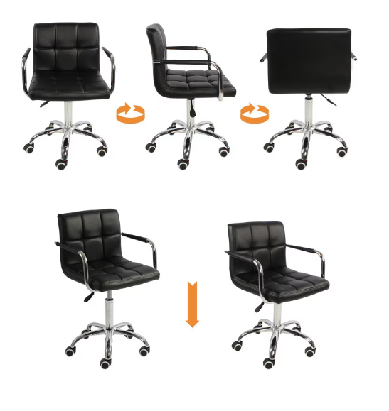 Scaun birou ergonomic cu roți, reglabil pe înălțime 43–53 cm, negru, 103x42 cm
