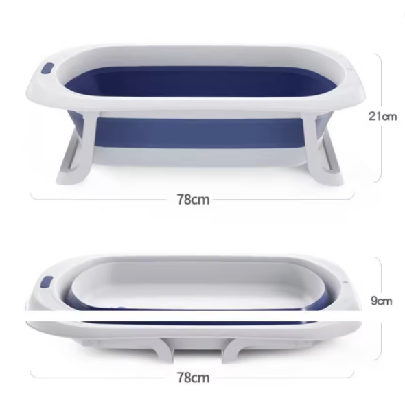 Cadita bebe cu suport, cadita de baie, pliabila, cu pernuta , termometru, usor de utilizat, picioare antiderapante, varsta 0-3 ani, albastru ROZ