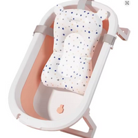 Cadita bebe cu suport, cadita de baie, pliabila, cu pernuta , termometru, usor de utilizat, picioare antiderapante, varsta 0-3 ani, albastru ROZ