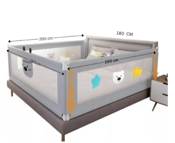 Set 4 bariere protectie culisante pentru pat, inaltime reglabila 68-98 cm, 160 cm 180 cm 200 cm