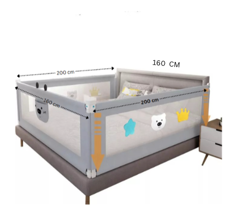 Set 4 bariere protectie culisante pentru pat, inaltime reglabila 68-98 cm, 160 cm 180 cm 200 cm