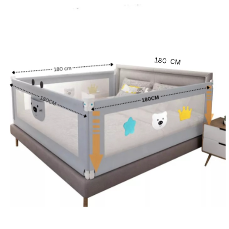 Set 4 bariere protectie culisante pentru pat, inaltime reglabila 68-98 cm, 160 cm 180 cm 200 cm