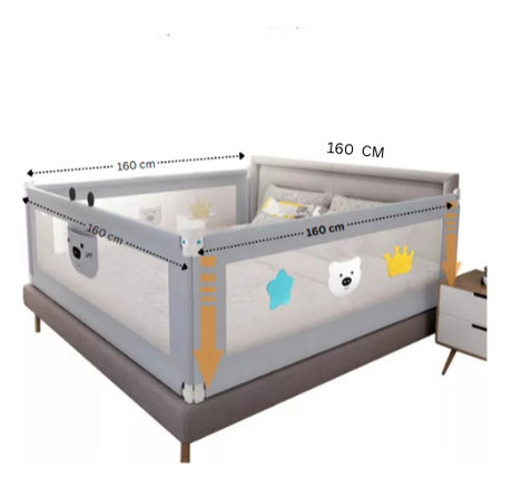 Set 4 bariere protectie culisante pentru pat, inaltime reglabila 68-98 cm, 160 cm 180 cm 200 cm