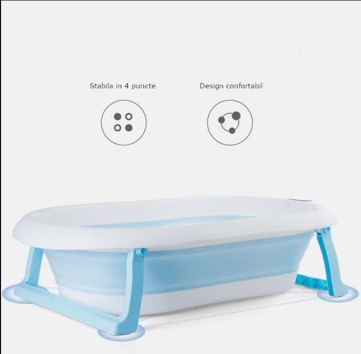Cadita de baie pliabila cu perna detasabila, termometru si casca protectie urechi , reglabila 0-36 luni