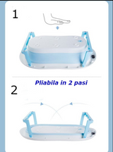 Cadita de baie pliabila cu perna detasabila, termometru si casca protectie urechi , reglabila 0-36 luni