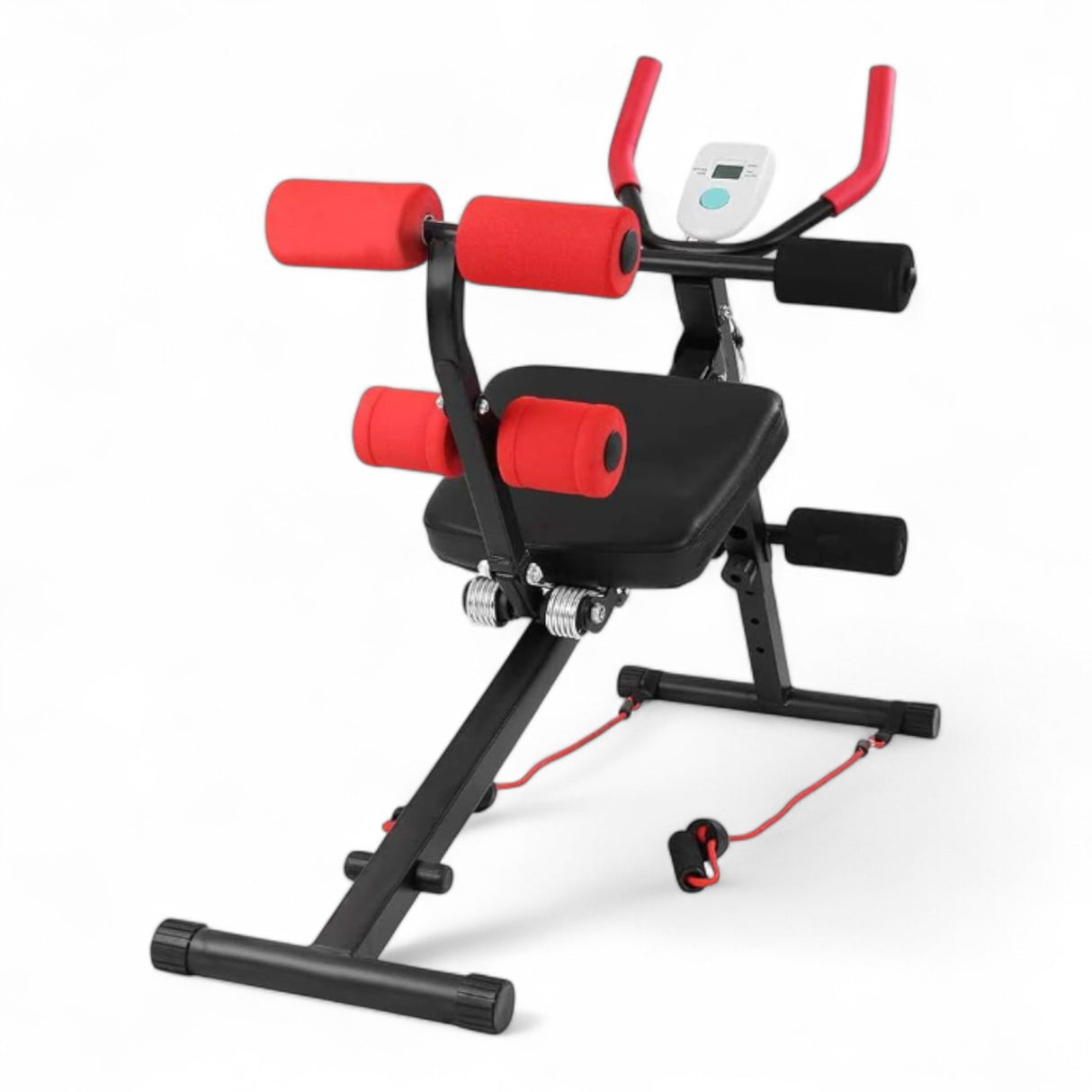 Aparat de fitness multifunctional pentru abdomene cu corzi incluse, display, abdomene, spate, brate