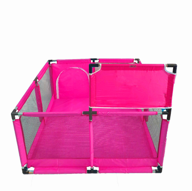 Tarc pentru copii, set de joaca, cu cos de baschet , pereti pentru siguranta, pentru interior/exterior, rosu, 126x126x66, buz roz