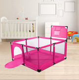 Tarc pentru copii, set de joaca, cu cos de baschet , pereti pentru siguranta, pentru interior/exterior, rosu, 126x126x66, buz roz