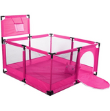 Tarc pentru copii, set de joaca, cu cos de baschet , pereti pentru siguranta, pentru interior/exterior, rosu, 126x126x66, buz roz