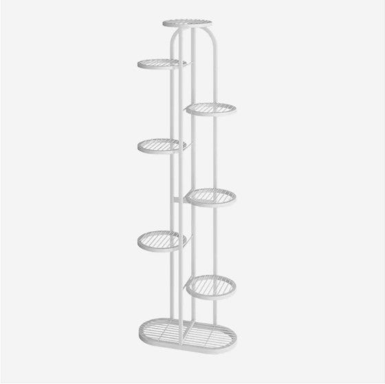 Suport metalic, pentru ghivece de flori, 9 etajere, 140x44.5x22 cm