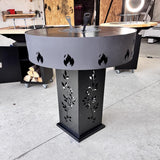 Gratar Gradina  Rotund   plita 10 mm Fire Pit 73 cm din fier  pe lemne, pentru terasa, modelul floare