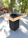 Gratar Gradina Fire Pit cu plita 95x 95 cm din otel 10 mm + blat de lemn 1.3 x 1.3 m Frasin sau  Brad
