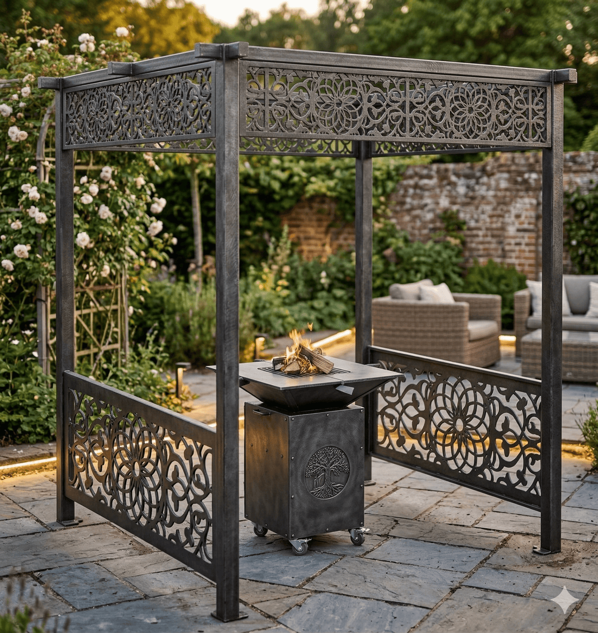 Acoperiș Foișor metalic grătar Gradina, 2x2 m,Structură metalică BBQ .Pergola - BUZ.RO