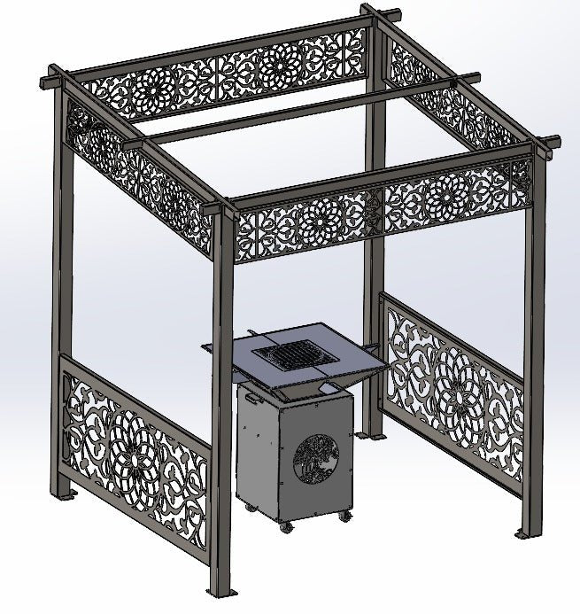 Acoperiș Foișor metalic grătar Gradina, 2x2 m,Structură metalică BBQ .Pergola - BUZ.RO