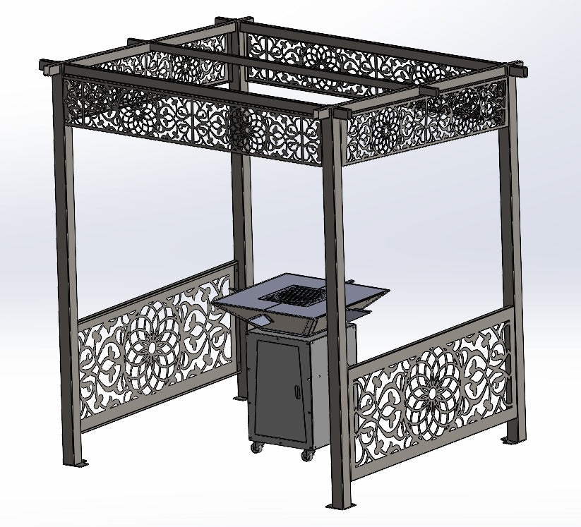 Acoperiș Foișor metalic grătar Gradina, 2x2 m,Structură metalică BBQ .Pergola - BUZ.RO