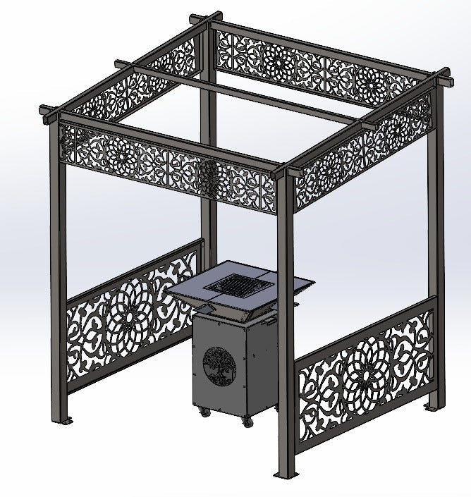 Acoperiș Foișor metalic grătar Gradina, 2x2 m,Structură metalică BBQ .Pergola - BUZ.RO