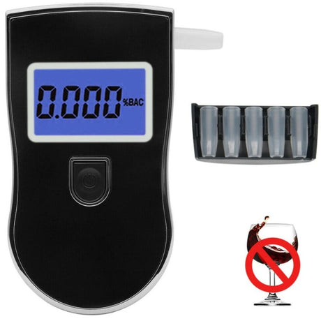 Alcooltest digital cu ecran LCD, afisaj 4 cifre, 5 capete de rezerva cu husa de protectie inclusa
